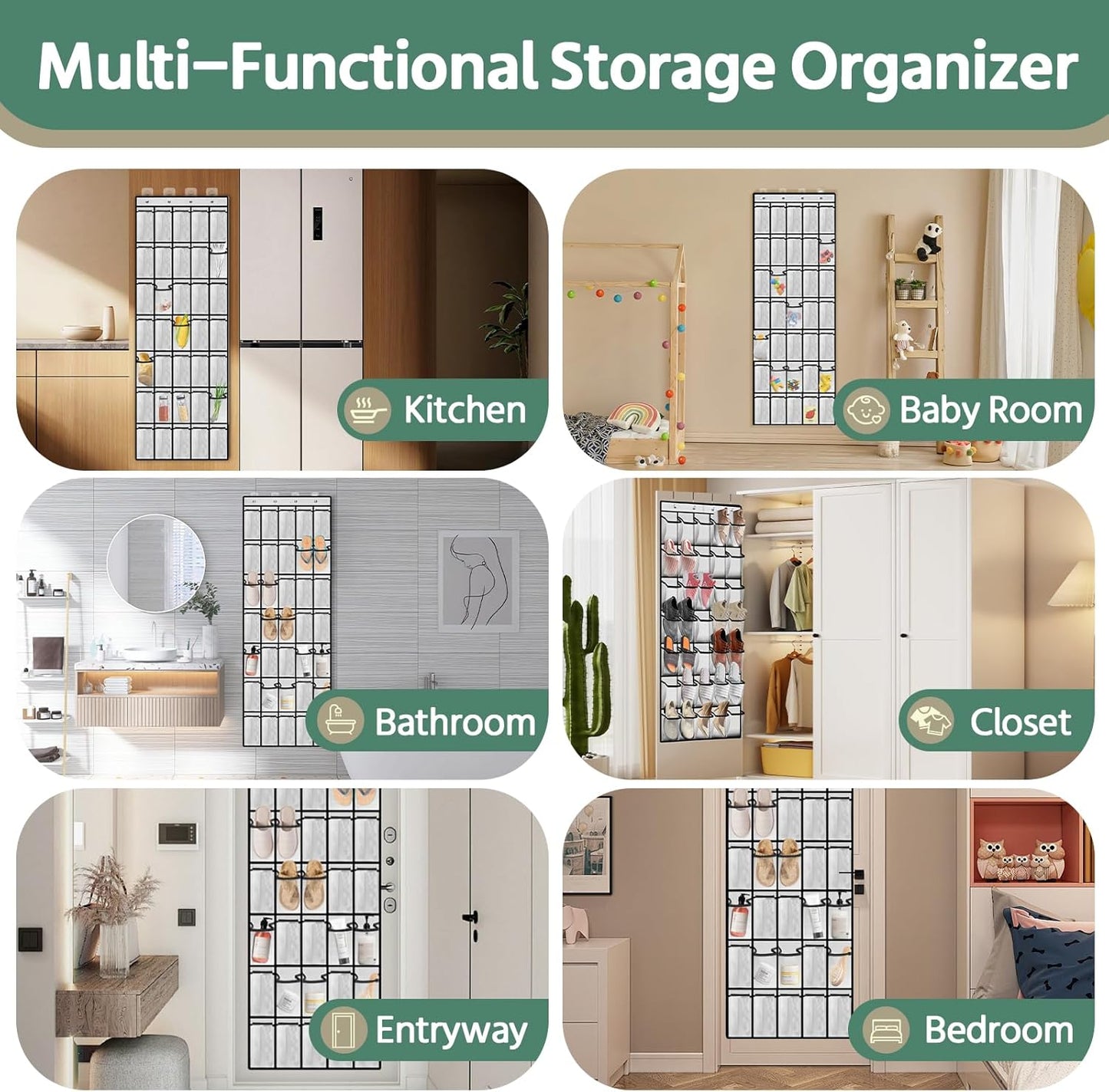 35 Pocket Over the Door Shoe Organizer,Reusable Breathable Large Mesh Bag Men's & Women's Sneaker Organizer,Shoe Organizer for Kids,Hanging Shoe Storage Hanging Bag (2PCS-White)