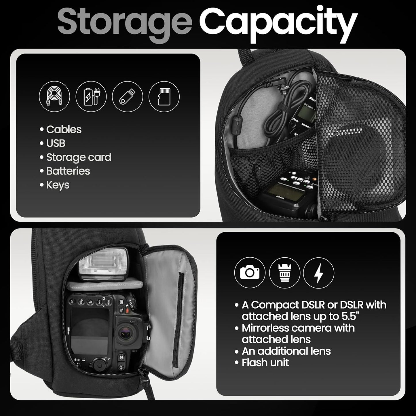 Tamrac Jazz 76 v2.0 Camera Sling Bag, Photography Backpack, Camera Case for Photography Accessories, Compact Camera Shoulder Bag for DSLR and Mirrorless Cameras, Crossbody Camera Bag – Black