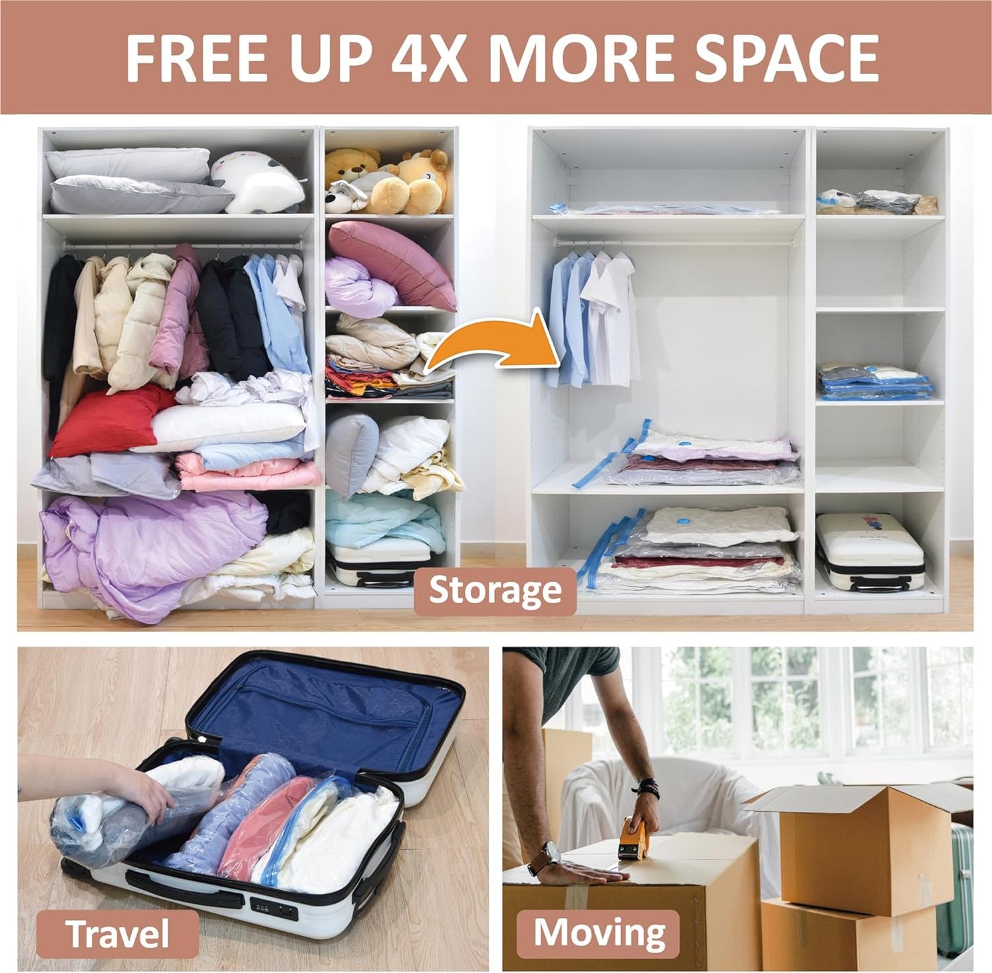 8 Pack XXL Jumbo Vacuum Storage Bags, Extra Large Vacuum Seal Bags for Comforters, Bedding, Blanket Storage, Giant Space Saver Bags for Huge Stuffed Toy(47.2x35 in)