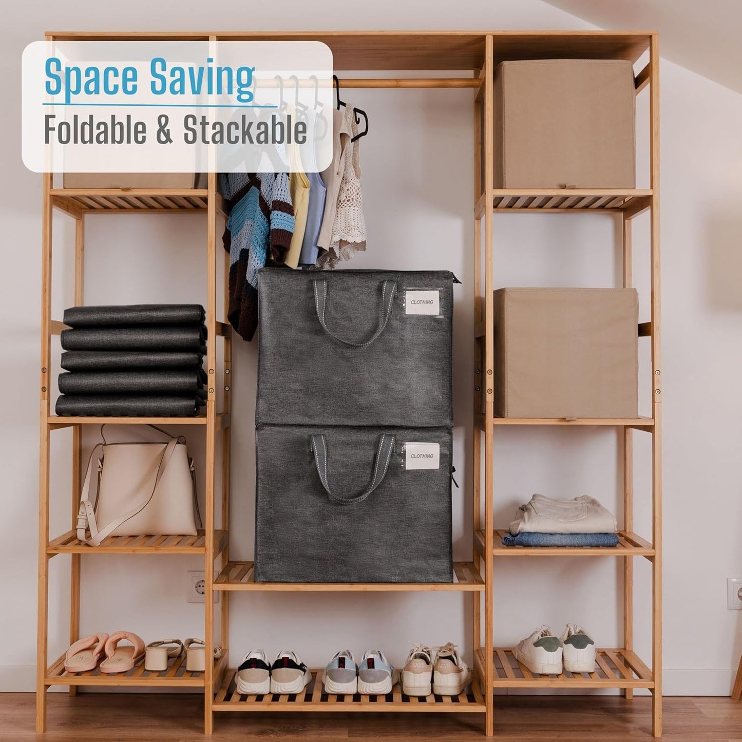 VENO 4 Pack Heavy Duty Moving Bags, Storage Bags, Packing Supplies, Top Zipper, Storage Totes for Camping, Clothes, Bedding, Comforters, Pillows (13 Gallon Dark Gray, 4 Pack)