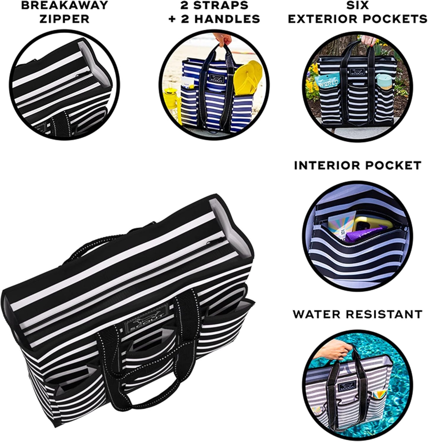 SCOUT Rocket Pocket Tote - Multi-Pocket Travel, Nurse, Teacher, Mom Tote, 7 Pockets Total, Two Sets of Straps, Folds Flat