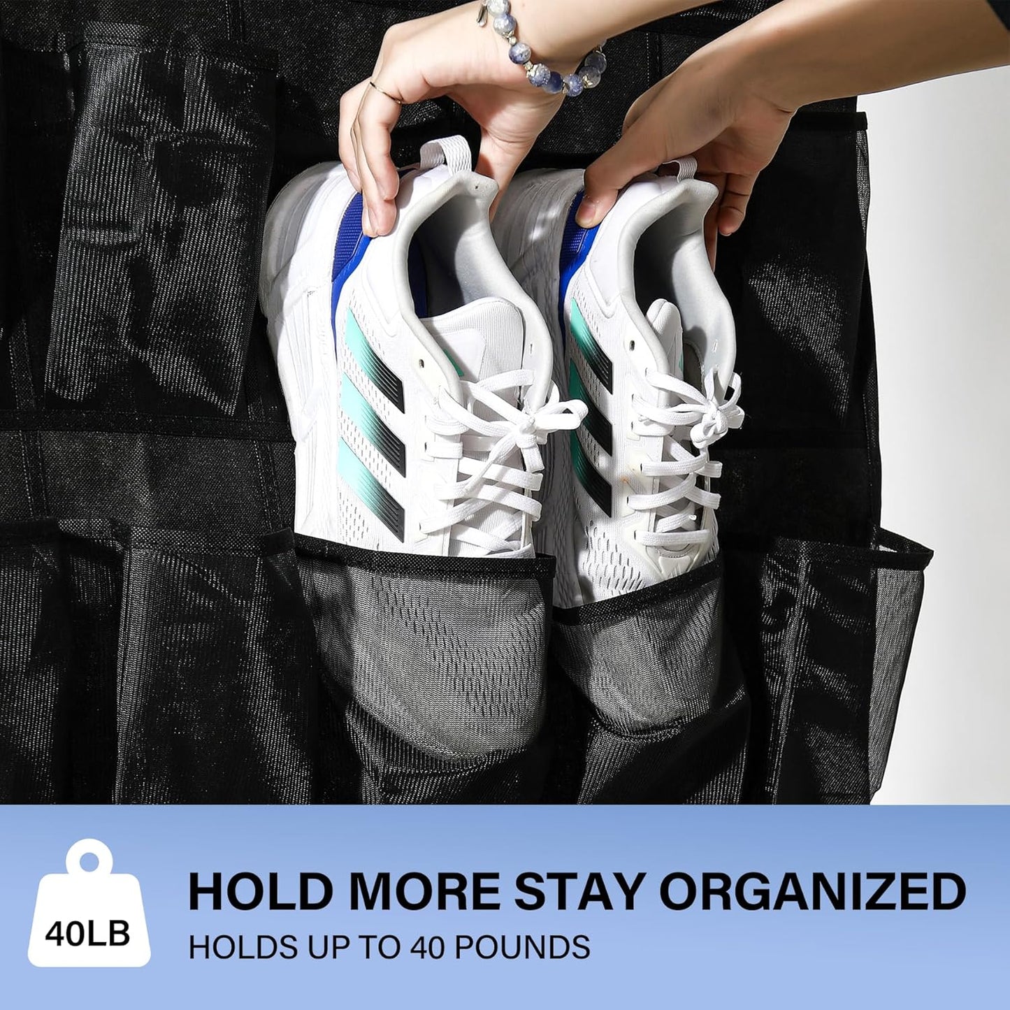 35Large Pockets Over The Door Shoe Organizer, Mesh Pockets Shoe Holder Rack, Capacity Shoe Hanging Storage，door shoe rack With 4 Metal Hook.