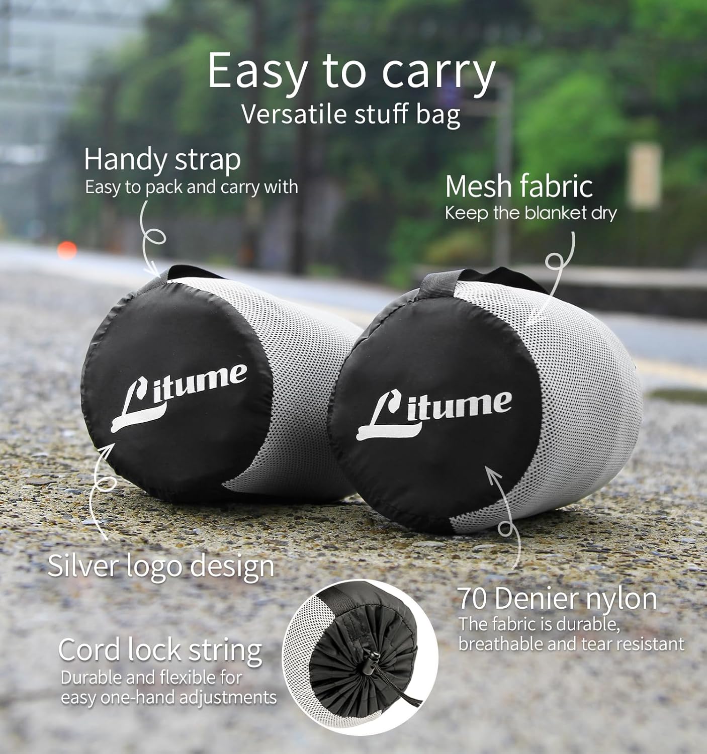 Travel Blanket Lightweight and Breathable, 67 x 48 in Soft Airplane Flight Blanket for Travelers, Foldable Camping Sheet with Stuff Sack for Train, Camp, backapcking, office, home (Velvet E650)