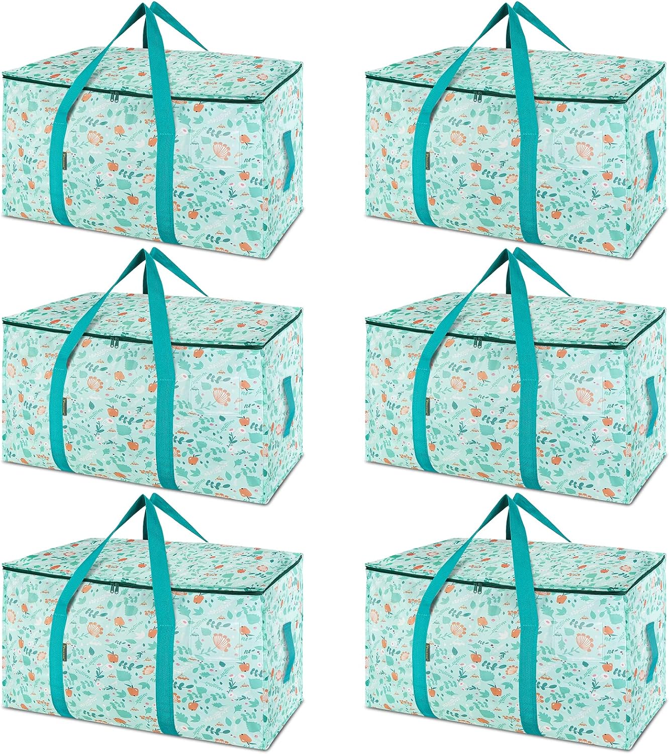 BALEINE 6-Pack Oversized Moving Bags with Reinforced Handles, Heavy-Duty Storage Tote for Clothes, Moving Supplies (Spring Stroll, 6-Pack)