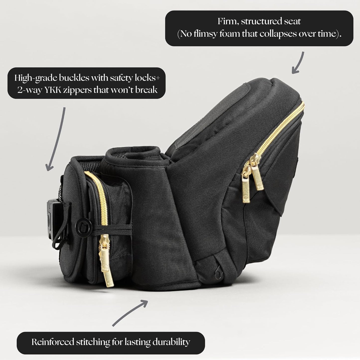 Tushbaby The Original Premium Quality Hip Seat Carrier – Safety-Certified Baby & Toddler Carrier with Secure Safety Buckles, No-Flimsy-Foam Design, Storage Pockets & Nursing Pillow. 0–3 yrs