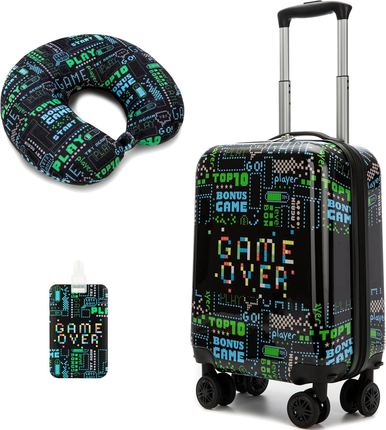 Suitcase for Kids 16inch Car Luggage Set for Boys Travel Suitcase Hard Shell Luggage Sets with Spinner Wheels Carry on Luggage Airline Approved