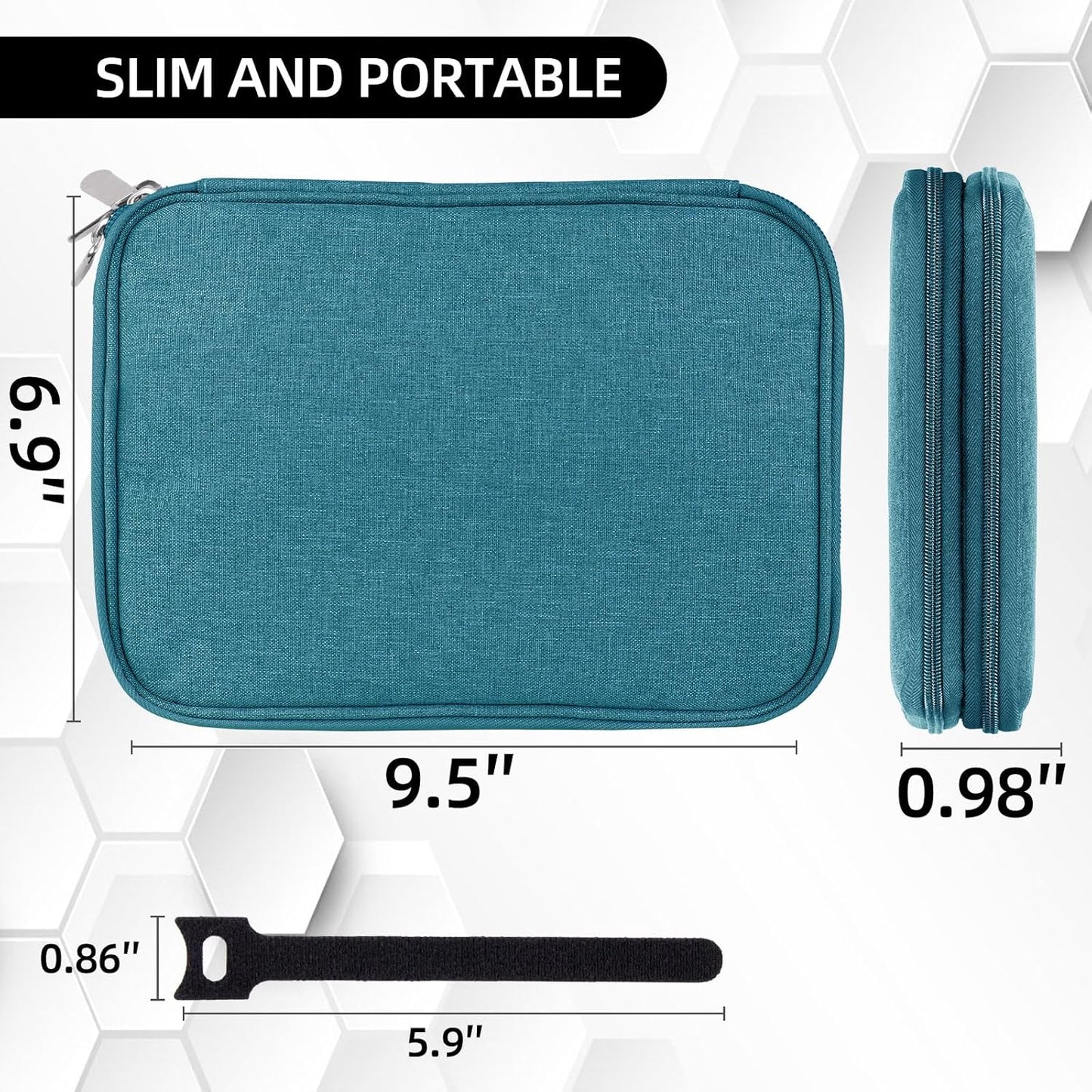 Electronics Organizer,Travel Cable Organizer Bag,Water Resistant Double Layers Pouch for Cable,Cord,iPhone,iPad Mini,Gift for Men Electronic Accessories Storage Case with 5 Cable Ties,Green