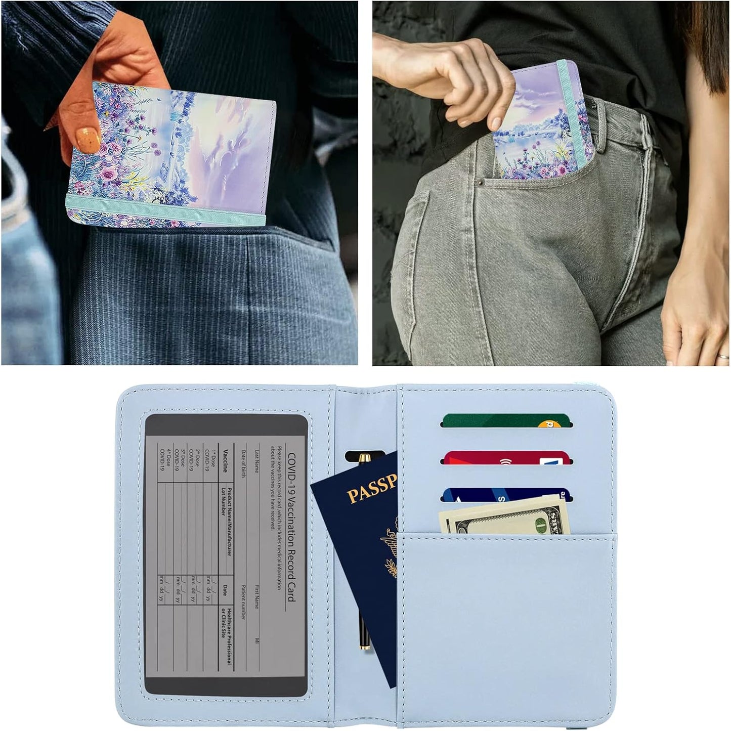 ZOPPEN Passport Holder Wallet, Passport Cover Travel Wallet Women Travel Essentials Accessories Document Organizer Travel Must Haves Rfid Blocking Cover Case for Women and Men, Lavender