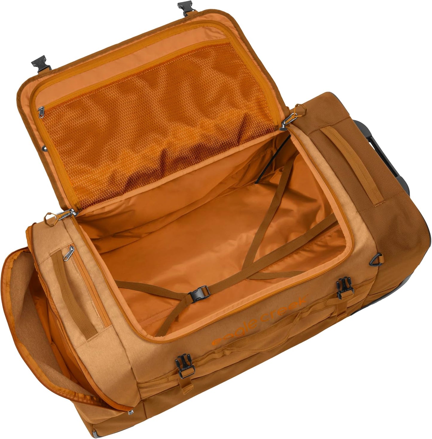 Eagle Creek Cargo Hauler XT Wheeled Duffel - Wheeled Backpack Duffel - Deployable Backpack Straps - Lockable U-Lid & Easy Access Compartment - 32" - Iron Orange