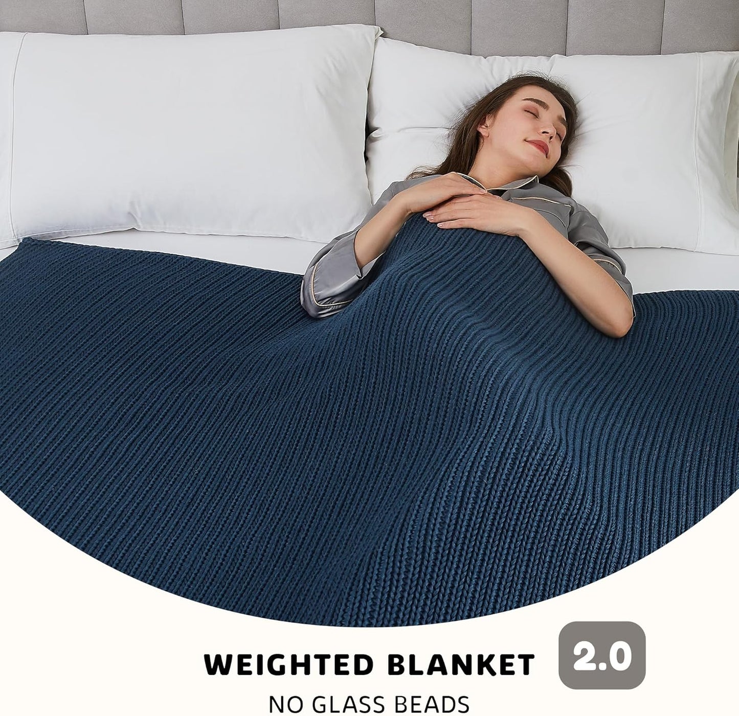 L'AGRATY Knitted Weighted Blanket - 60"x80" 20lbs Cooling Chunky Knit Heavy Blanket for Adults Braided Crochet Throw Thick Cable Yarn Knit Decorative No Beads Evenly Weighted Machine Washable
