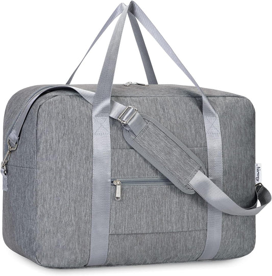 For Spirit Airlines Personal Item Bag 18x14x8 Foldable Travel Duffel Bag Underseat Carry on Luggage for Women and Men 30L (Grey)