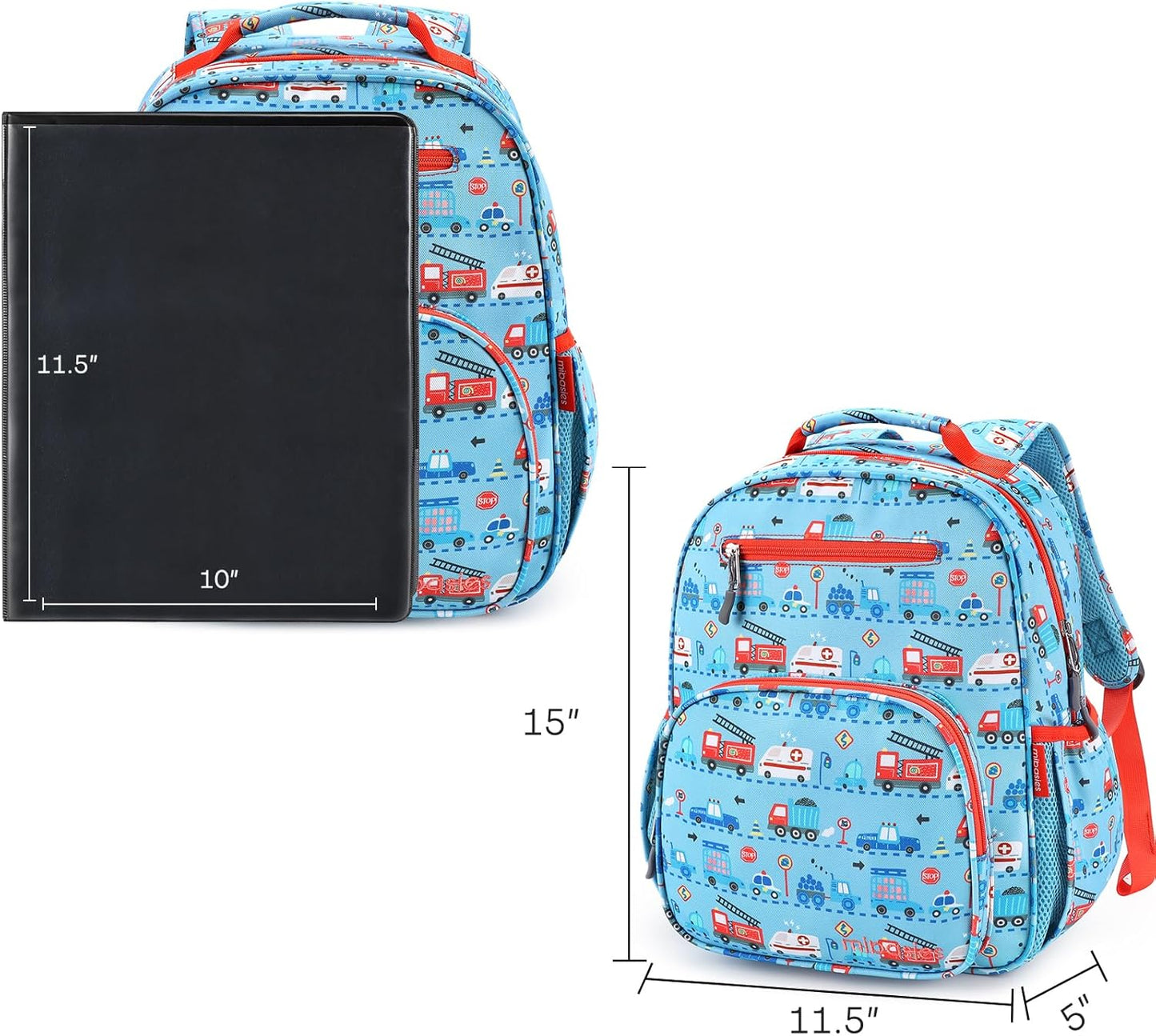 mibasies Boys Backpack 5-8: Lightweight Kids Backpacks Boys - Boy Bookbag for Elementary School - Car