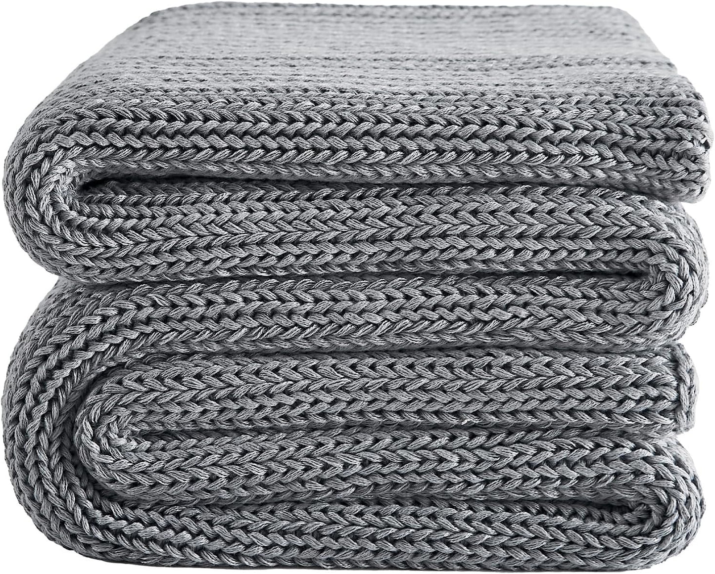 L'AGRATY Knitted Weighted Blanket - 60"x80" 20lbs Cooling Chunky Knit Heavy Blanket for Adults Braided Crochet Throw Thick Cable Yarn Knit Decorative No Beads Evenly Weighted Machine Washable