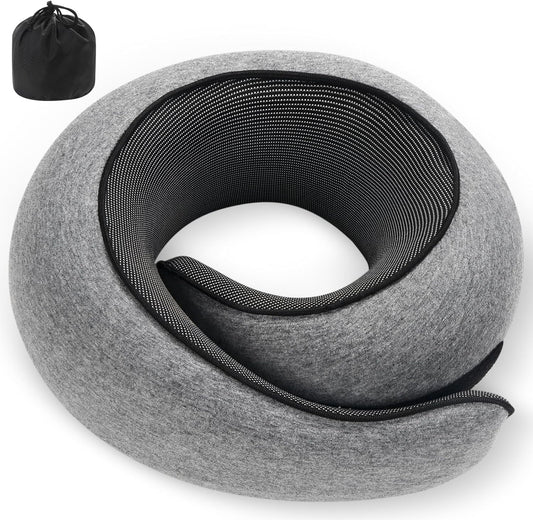 Neck Pillow, Travel Pillow uses Memory Foam to Support Neck Comfort, Ideal Companion for Airplane and car Travel, Compact, Convenient, and Versatile Airplane Sleep Pillow(Gray)