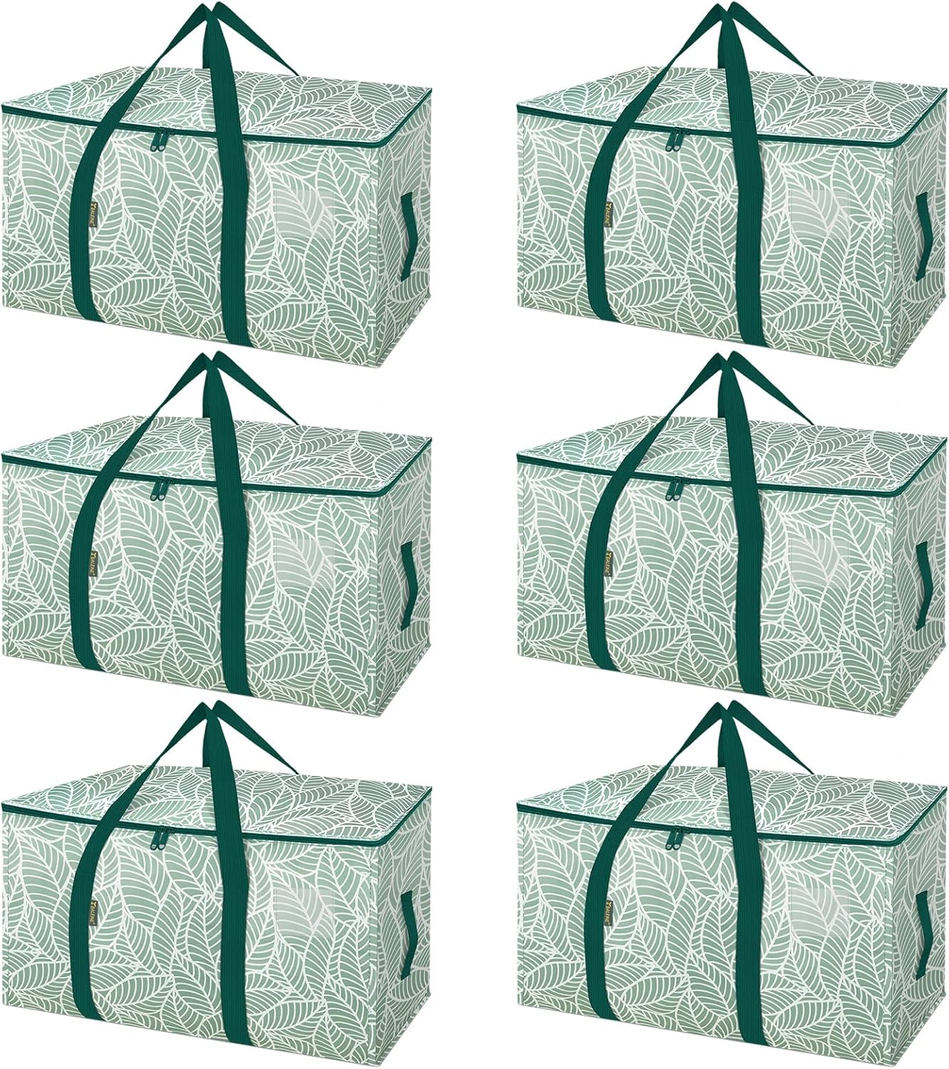 BALEINE 6-Pack Oversized Moving Bags with Reinforced Handles, Heavy-Duty Storage Tote for Clothes, Moving Supplies (Antique Folidage, 6-Pack)