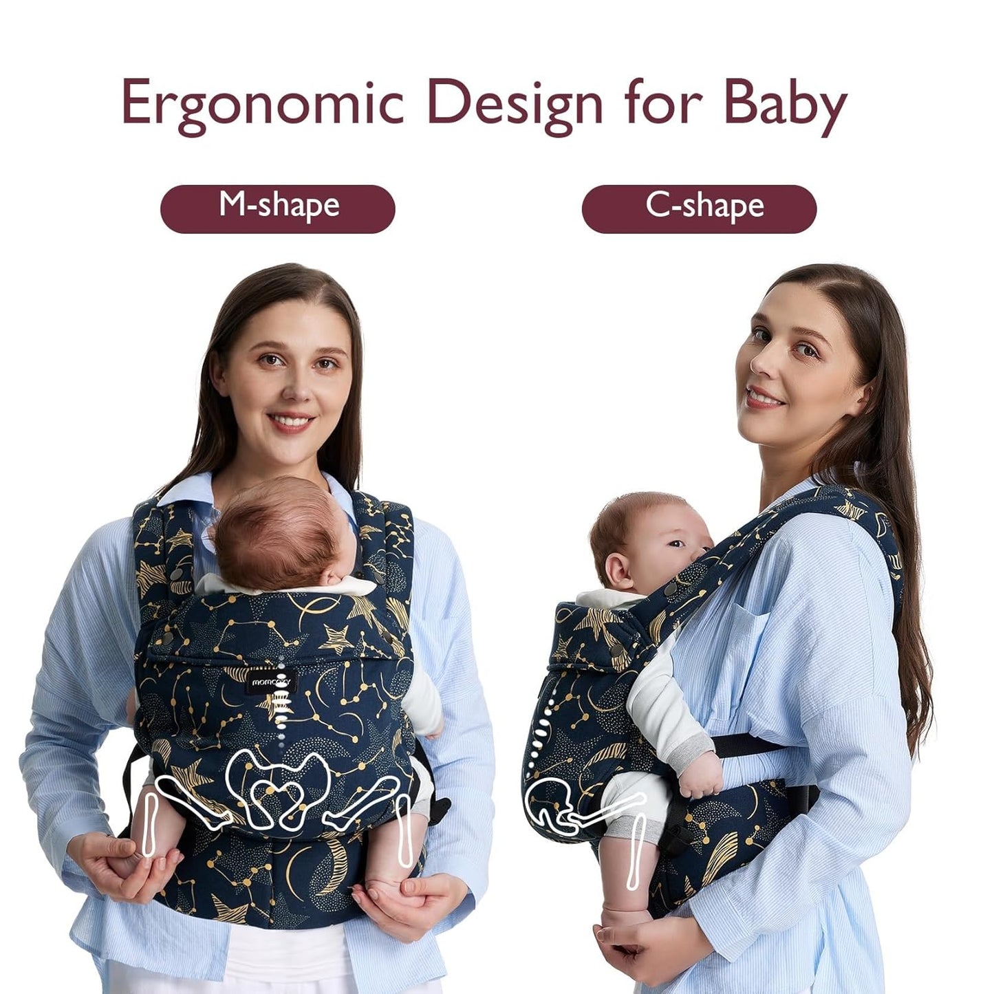 Momcozy Baby Carrier - Ergonomic, Cozy and Lightweight Carrier for 7-44lbs, Effortless to Put On, Ideal for Hands-Free Parenting, Enhanced Lumbar Support, Starry Night