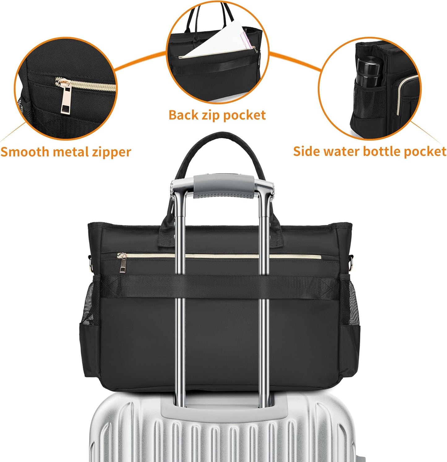 Laptop Tote Bag, Middle Size Computer Messenger Teacher Bag with 15.6'' Padded Laptop Sleeve