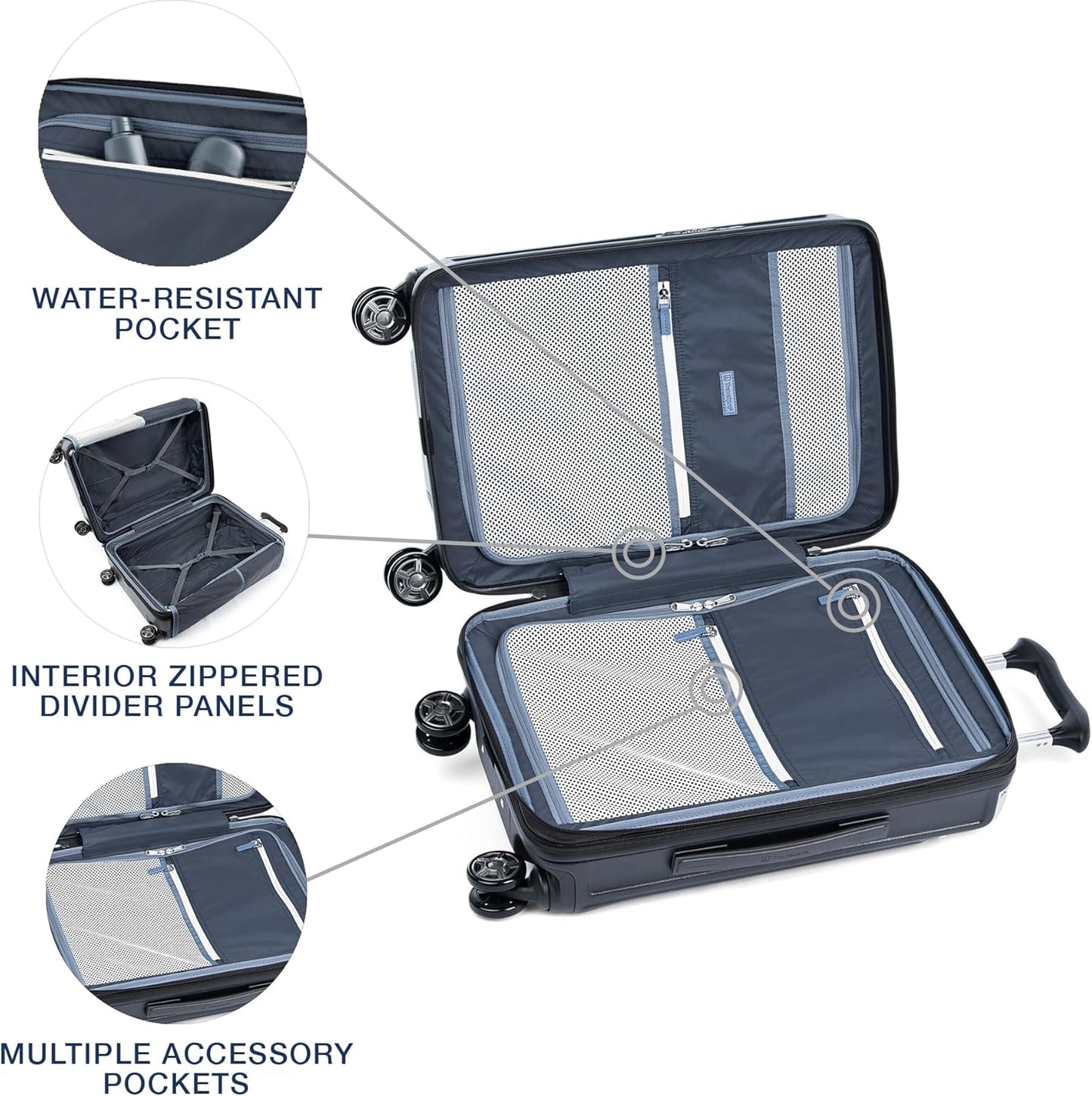 Travelpro Platinum Elite Hardside Expandable Checked Luggage, 8 Wheel Spinner, TSA Lock, Hard Shell Polycarbonate Suitcase, Shadow Black, Checked Medium 25-Inch