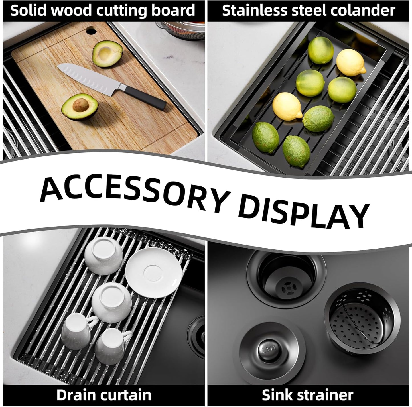 33 Inch Undermount Kitchen Sink Stainless Steel, 33x19 Undermount Workstation Sink Single Bowl Commercial 16 Gauge Stainless Steel Kitchen Black