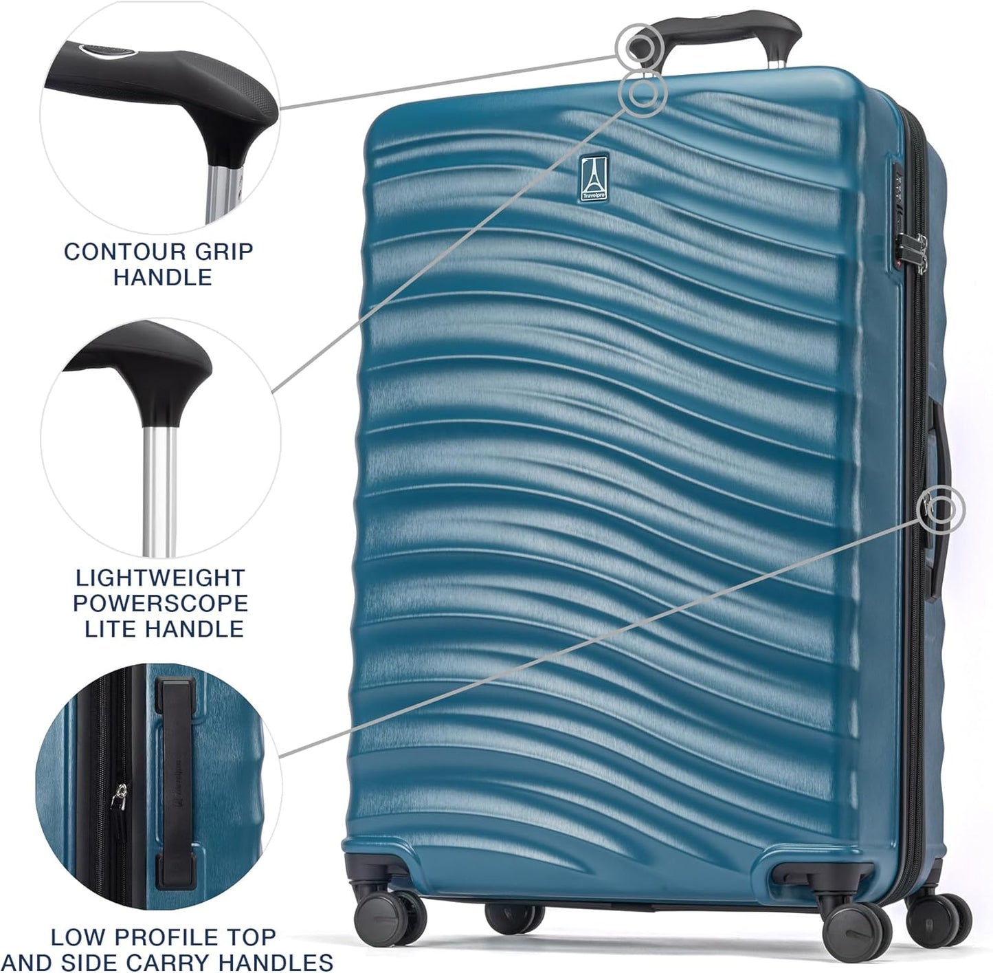 Travelpro Maxlite Air V2 Hardside Expandable Checked Luggage, 8 Spinner Wheels, Lightweight Hard Shell Suitcase, TSA lock, Teal, Checked Large 28-Inch