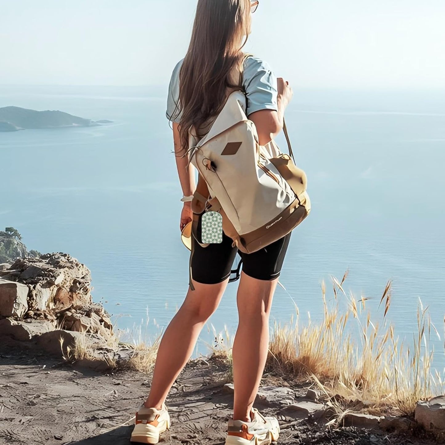 2 Pack Cute Luggage Tag for Suitcases Vintage Groovy Flowers Leather Luggage Tags with Stainless Steel Loop Privacy Flap Name Tags,Men and Women Travel Bag Suitcase Tags