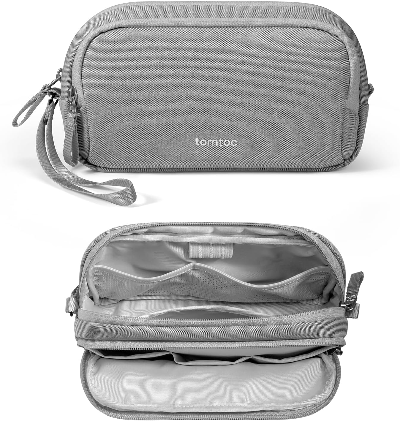tomtoc Electronic Organizer Travel Case, Water Resistant Dual Compartment Tech Pouch Cable Organization Storage Bag for Charger, Cord, Phone, Hard Drive, Power Bank, Accessories Travel Essentials