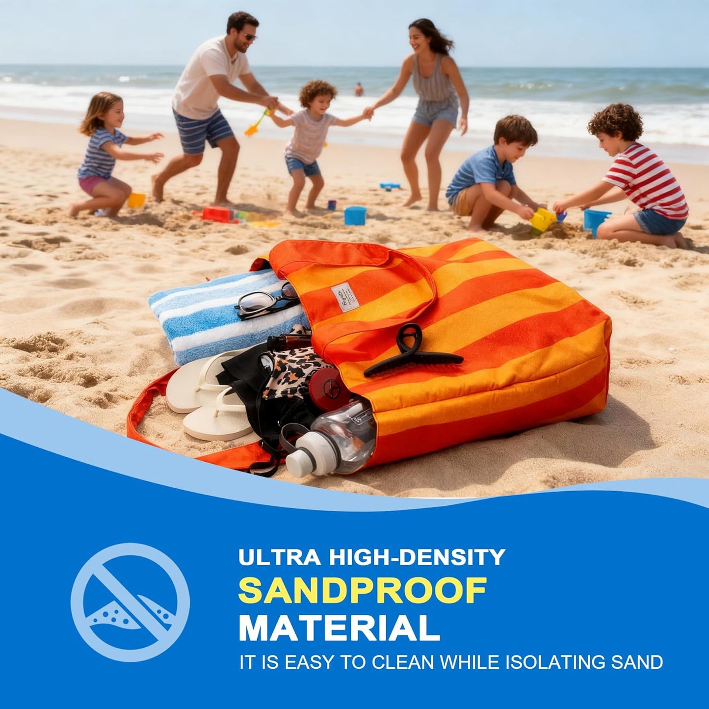 Beach Bags Waterproof Sandproof, XL Large Pool Tote Bag for Women