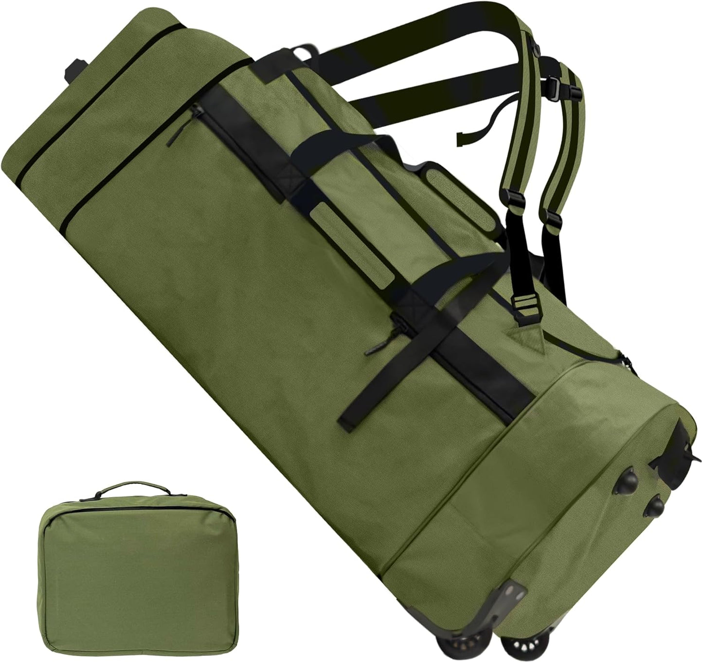 110L/120L Rolling Duffel Bag with Wheels - 28" No-Sag Design for Heavy Loads, Waterproof Travel Duffel w/Shoulder Straps and Dividers, Foldable Lightweight Design for Camping/Cargo/Air Travel