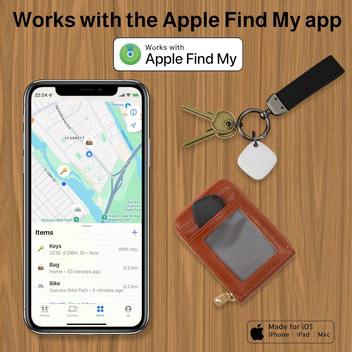 Air Tracker Tags-4 Pack, Bluetooth Tracker Works with Apple Find My APP (iOS Only, Not for Android), Keys Finder, Item Locator for Keys, Luggage, Backpack, Bags, Wallet, Replaceable Battery