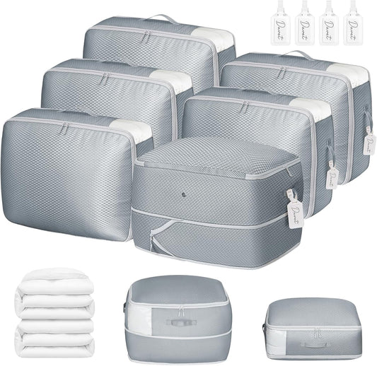 DIMJ Comforter Storage Bag 6 Pack - Blanket Storage Organizer Compression Bags, Large Capacity Ultra Space Saving Self Compression Organize for Bedding, Pillow, Duvet, Sheet Storage with Zipper Window