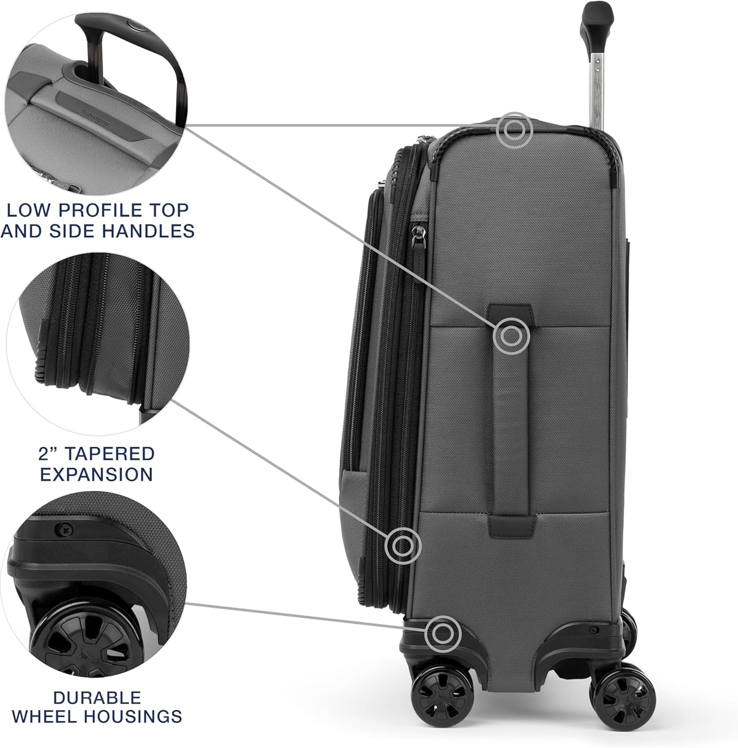Travelpro Crew Classic Lightweight Softside Expandable Carry on Luggage, 8 Wheel Spinner Suitcase, Men and Women, Carry On 21-Inch, Titanium Grey