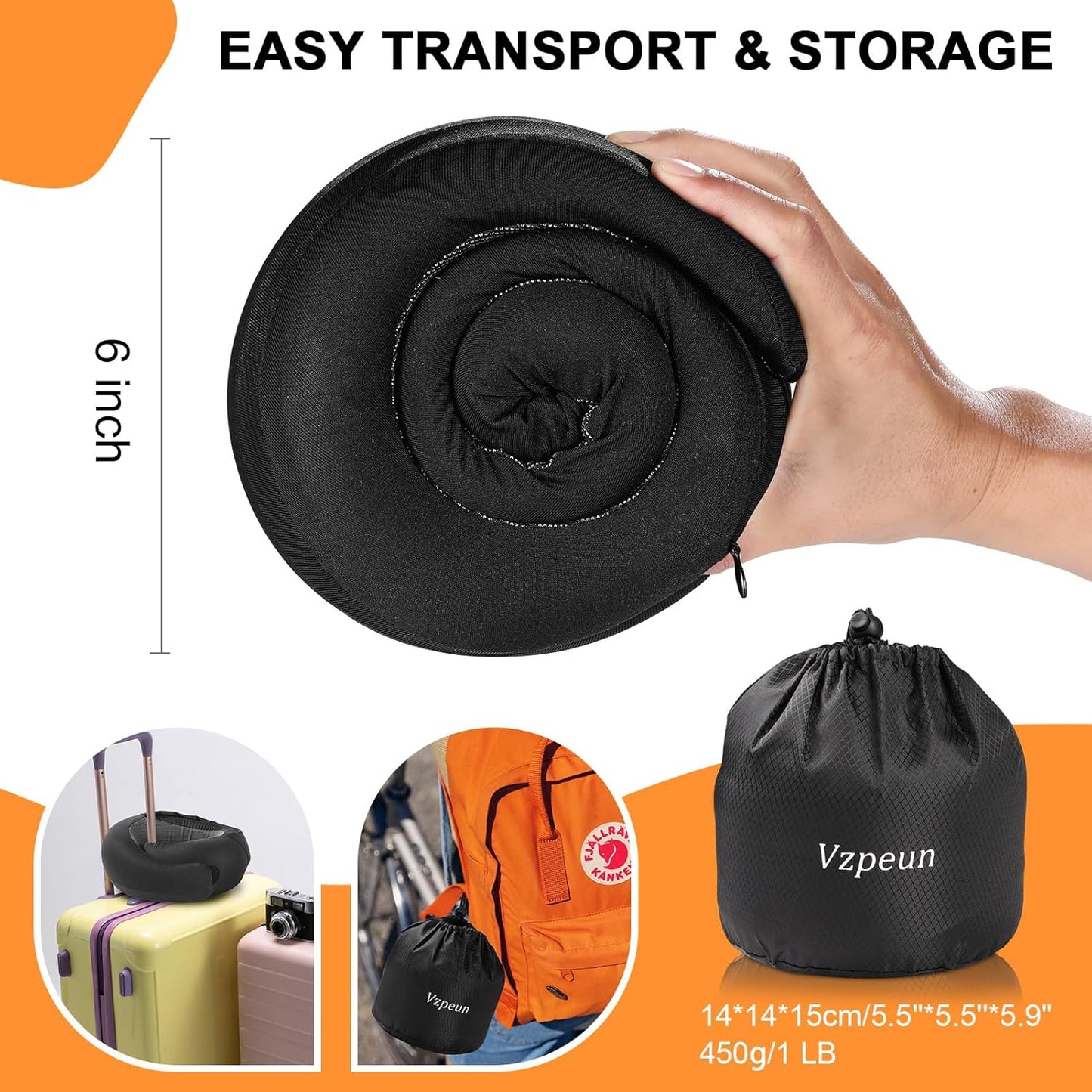 Travel Pillow - Hooded Neck Pillow Airplane Memory Foam Filling for Plane, Office, Cars Sleeping, Road Trip, Long Flights, Portable Plane Accessories, Includes Eye Mask & Earplugs (Black)