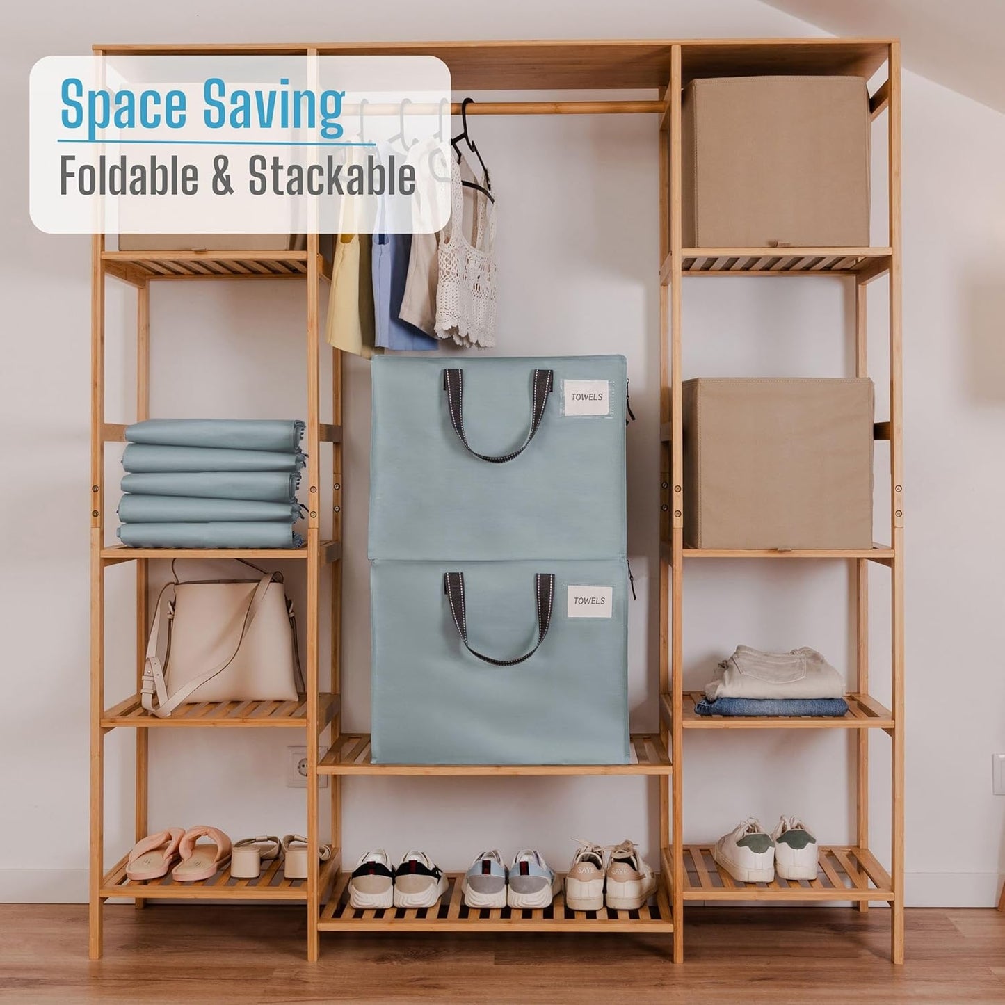 VENO 4 Pack Heavy Duty Moving Bags, Storage Bags, Packing Supplies, Top Zipper, Storage Totes for Camping, Clothes, Bedding, Comforters, Pillows (13 Gallon Light Blue, 4 Pack)