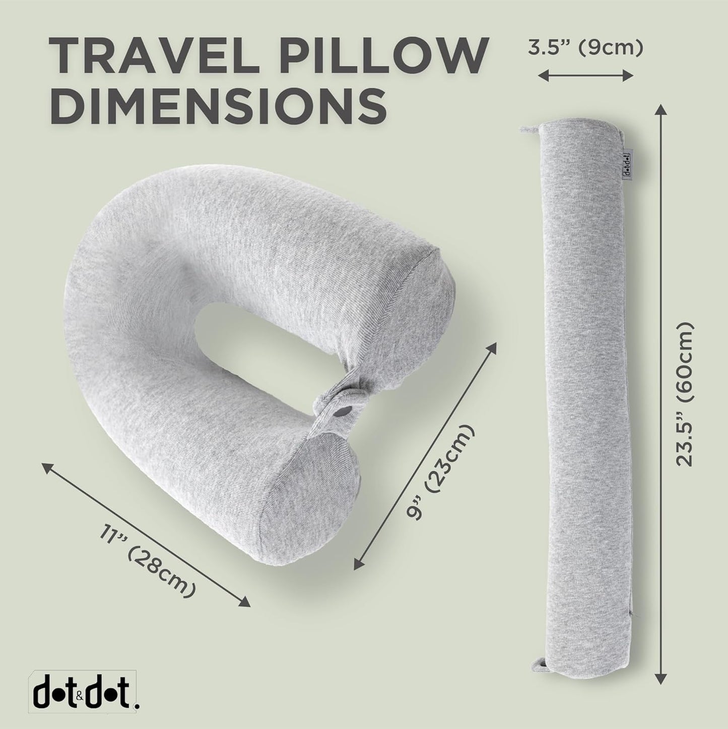 Dot&Dot Twist Memory Foam Kids Travel Pillow for Airplanes - Kids Neck Pillows for Travel, Sleeping - Airplane Pillow for Neck Support, Chin, Lumbar, Leg - Adjustable Toddler Neck Pillow for Car Seat