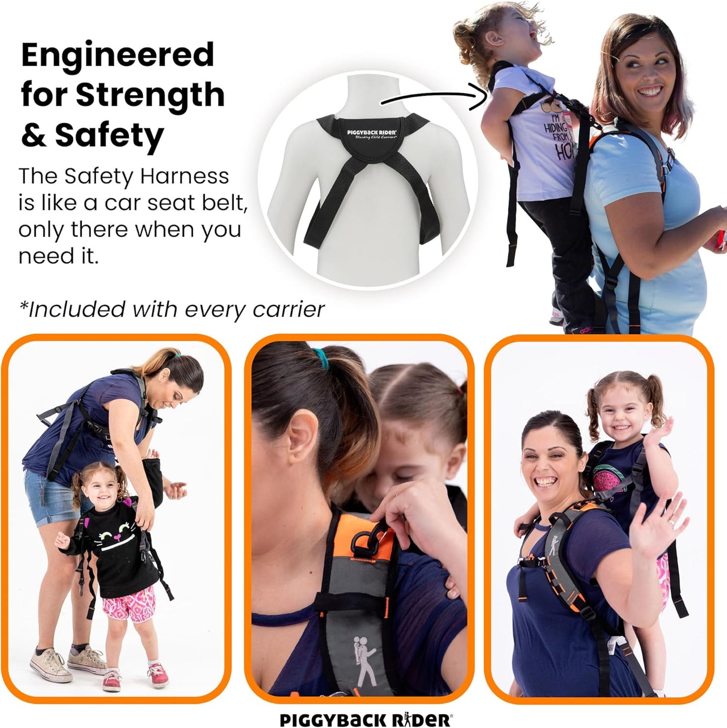 Piggyback Rider - Scout Standing Child Carrier Backpack for Events & Travel - Complete Parent & Child Set with Secure Safety Harness for Ages 2-4, Toddler Carrier Up to 50lbs
