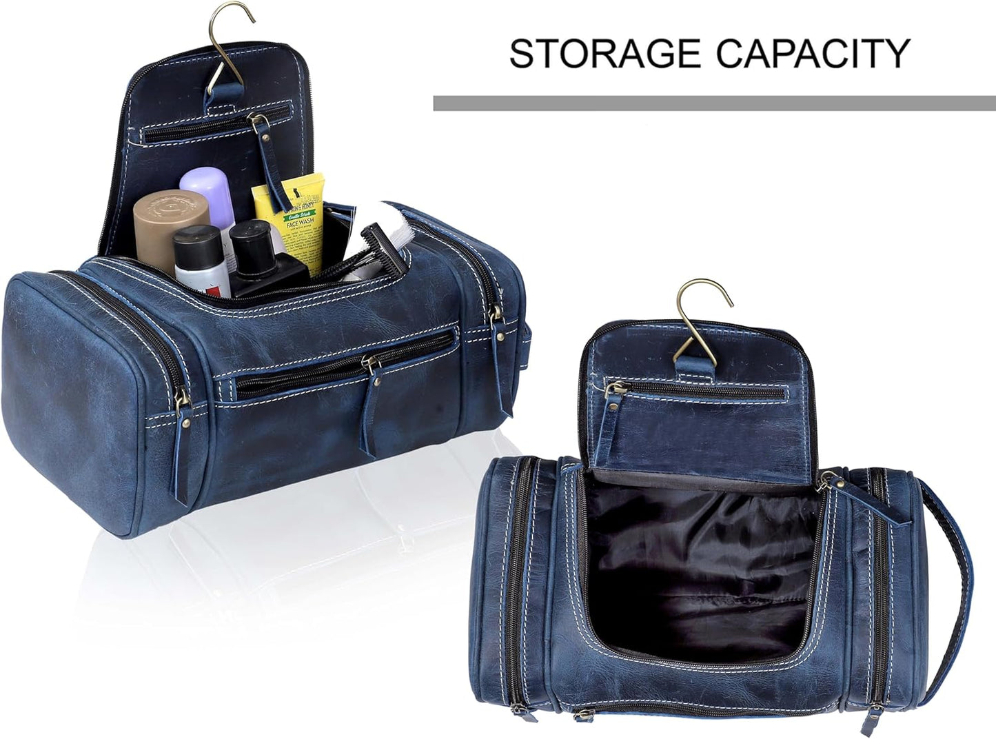 VC VINTAGE COUTURE Leather Toiletry Bag for Men Extra Large Leather Men's Toiletry Bag for Traveling Real Leather Dopp Kit for Men Leather Shaving Bag for Travel