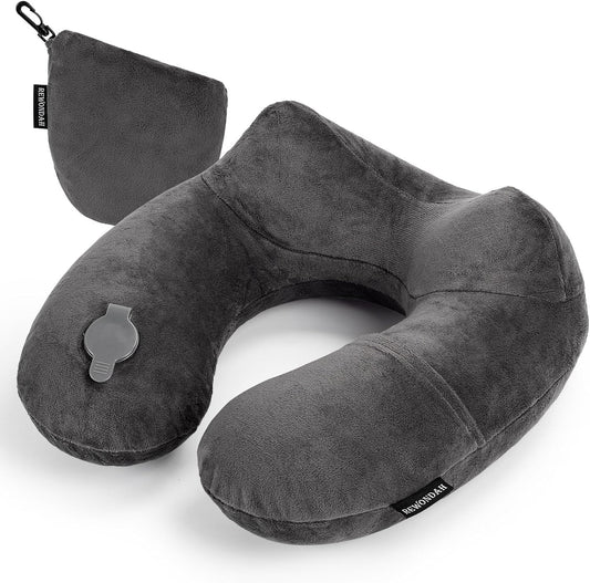 Rewondah Inflatable Travel Pillow for Sleeping Airplane - Inflatable Neck Pillow for Traveling on Plane with Washable Cover, Blow up Neck Travel Pillow for Airplanes, Cars - Portable and Comfortable