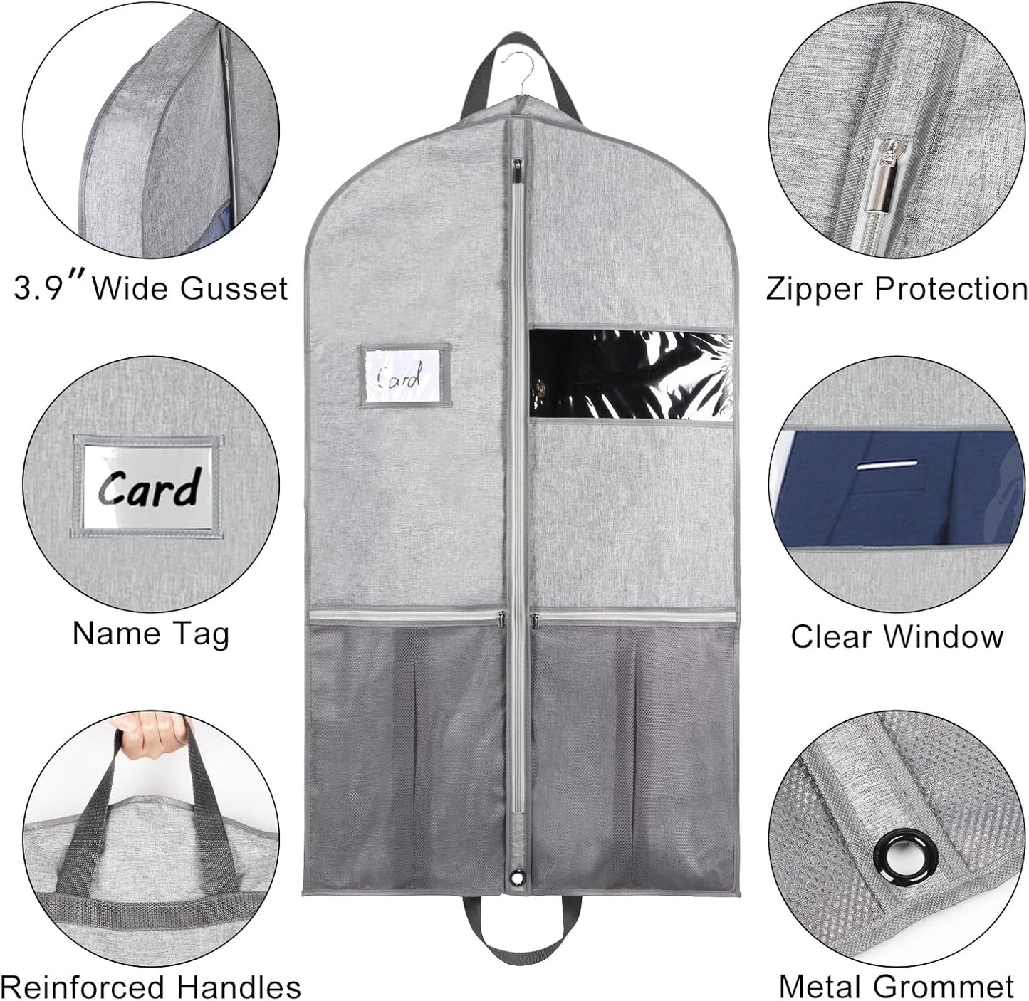 Zilink Luxury Storage 43" Garment Bag for Men and Women Suit, Shirt, Blouse, Sweater, Jacket with 3.9" Gusset, Premium Hanging, Breathable, Foldable Clothes Protector and Travel Cover
