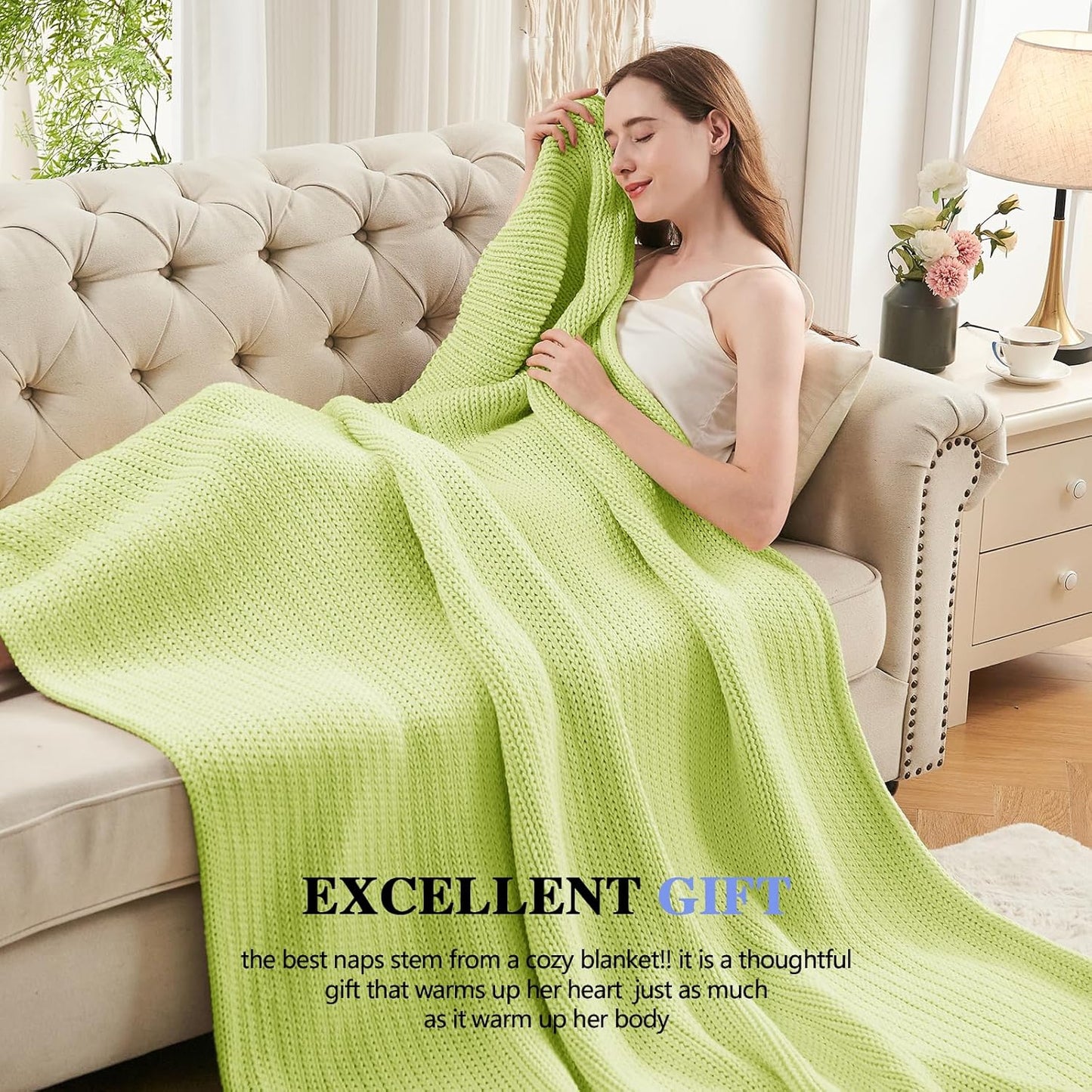 L'AGRATY Knitted Weighted Blanket - 50x60, 10lbs Cooling Chunky Knit Heavy Blanket for Adults, Braided Crochet Throw, Thick Cable Yarn, Machine Washable