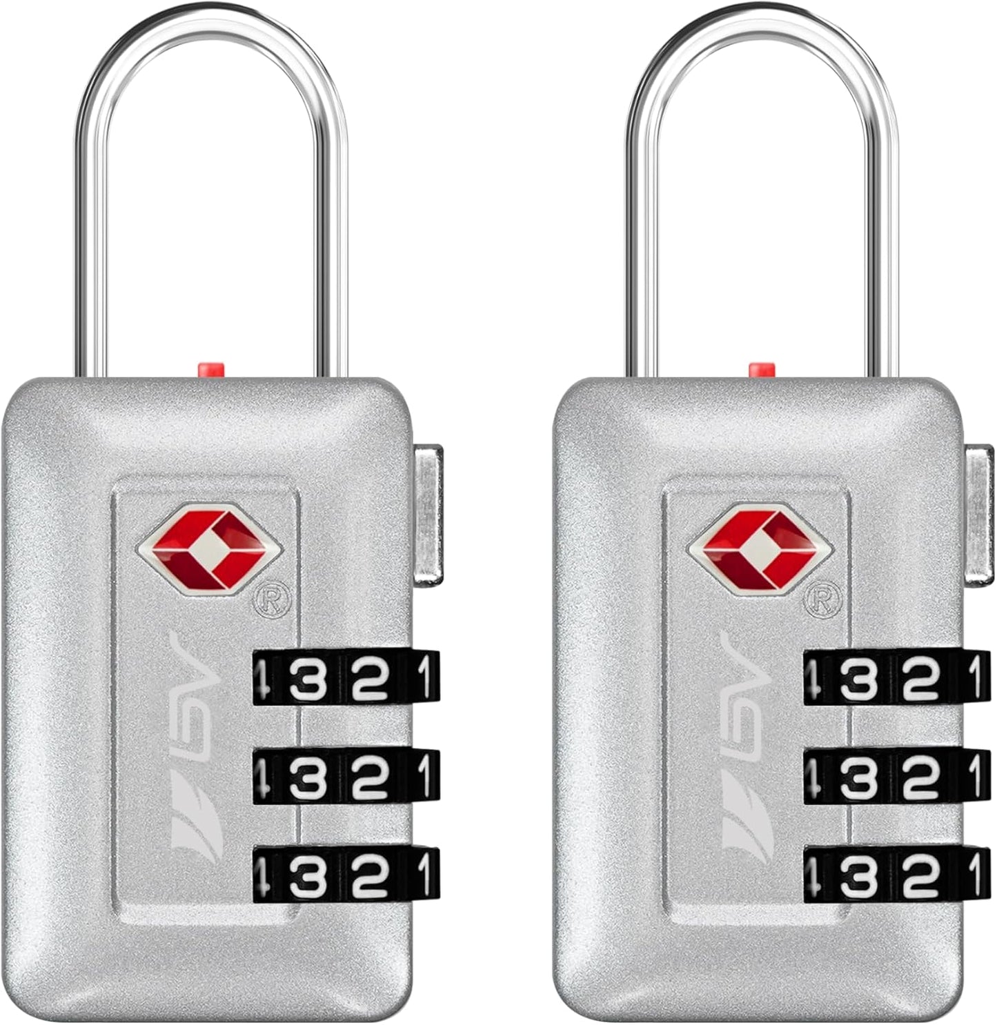 BV TSA Accepted Luggage Travel Lock, Set-Your-Own Combination Lock for School Gym Locker, Luggage Suitcase Baggage Locks, Filing Cabinets, Toolbox, Case (Silver, 2 Pack)