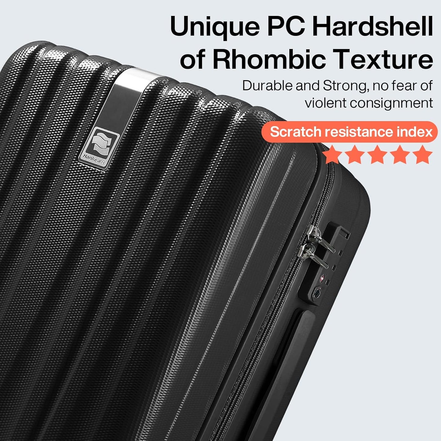 Hanke Luggage Sets 2 piece Carry On Luggage with Wheels PC Hard Shell Suitcases Lightweight Checked Travel Luggage Large Travel Suitcase Woman Men 20/29 Inch(Jet Black)