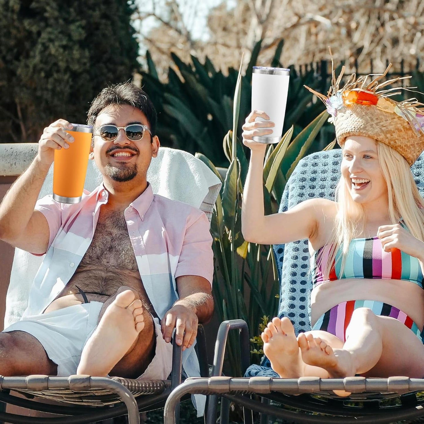 20oz Tumbler Bulk Stainless Steel Tumblers with Lid Vacuum Insulated Double Wall Travel Coffee Mug Powder Coated Tumbler Cup for Hot and Cold Drinks(Orange, 6 pack)