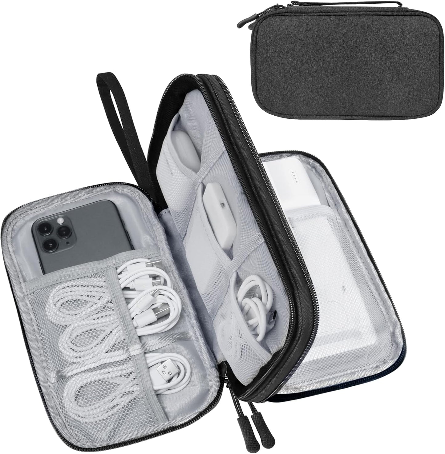 Electronics Travel Organizer,Portable Waterproof Electronic Travel Storage Bag for Small Charging Cord Storage,Charger,Small Electronics,SD Card etc,for Travel,Business - Black