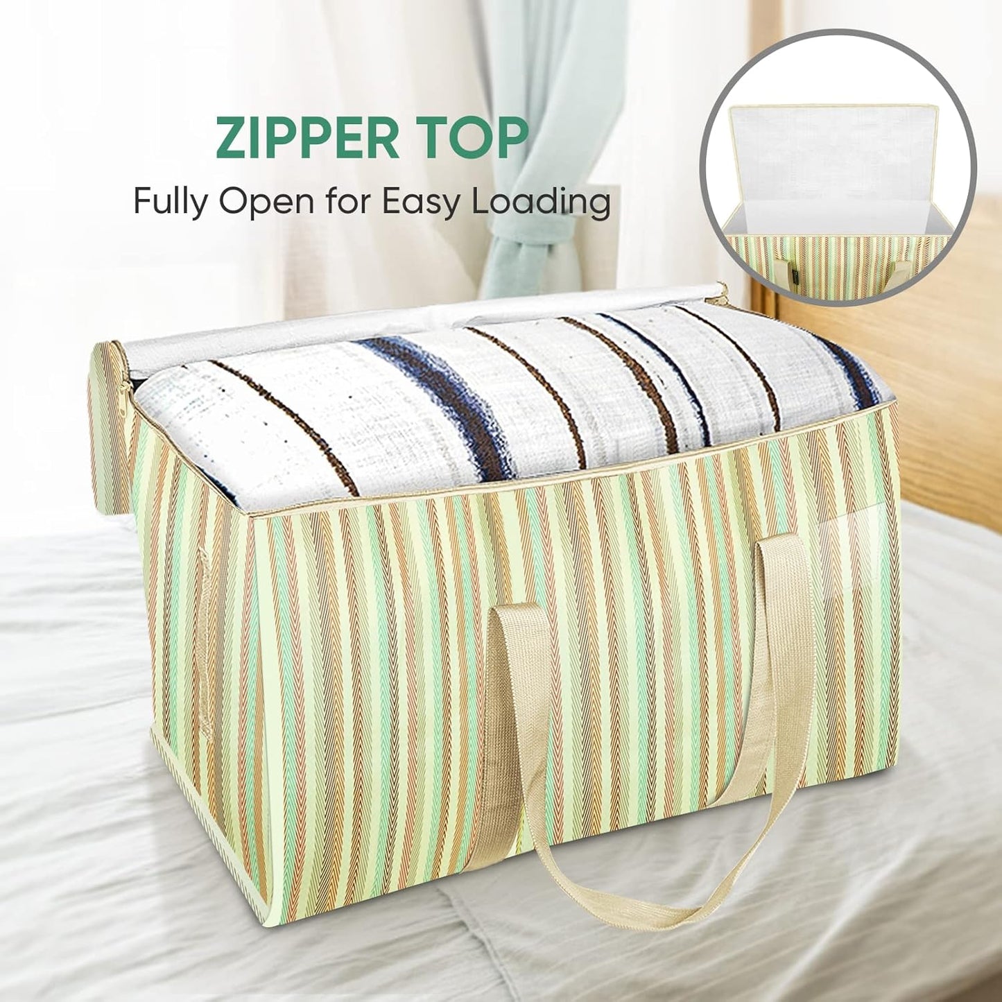 BALEINE 8-Pack Oversized Moving Bags with Reinforced Handles, Heavy-Duty Storage Tote for Clothes, Moving Supplies (Color Strip, 8-Pack)