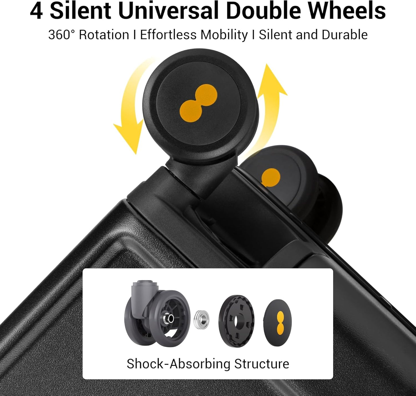 LEVEL8 Zipperless Checked Luggage with Aluminum Frame, Upgraded Medium Hardside Suitcase with Spinner Wheels, Metal Travel Luggage with Double Tsa Locks, 24 Inch, Black