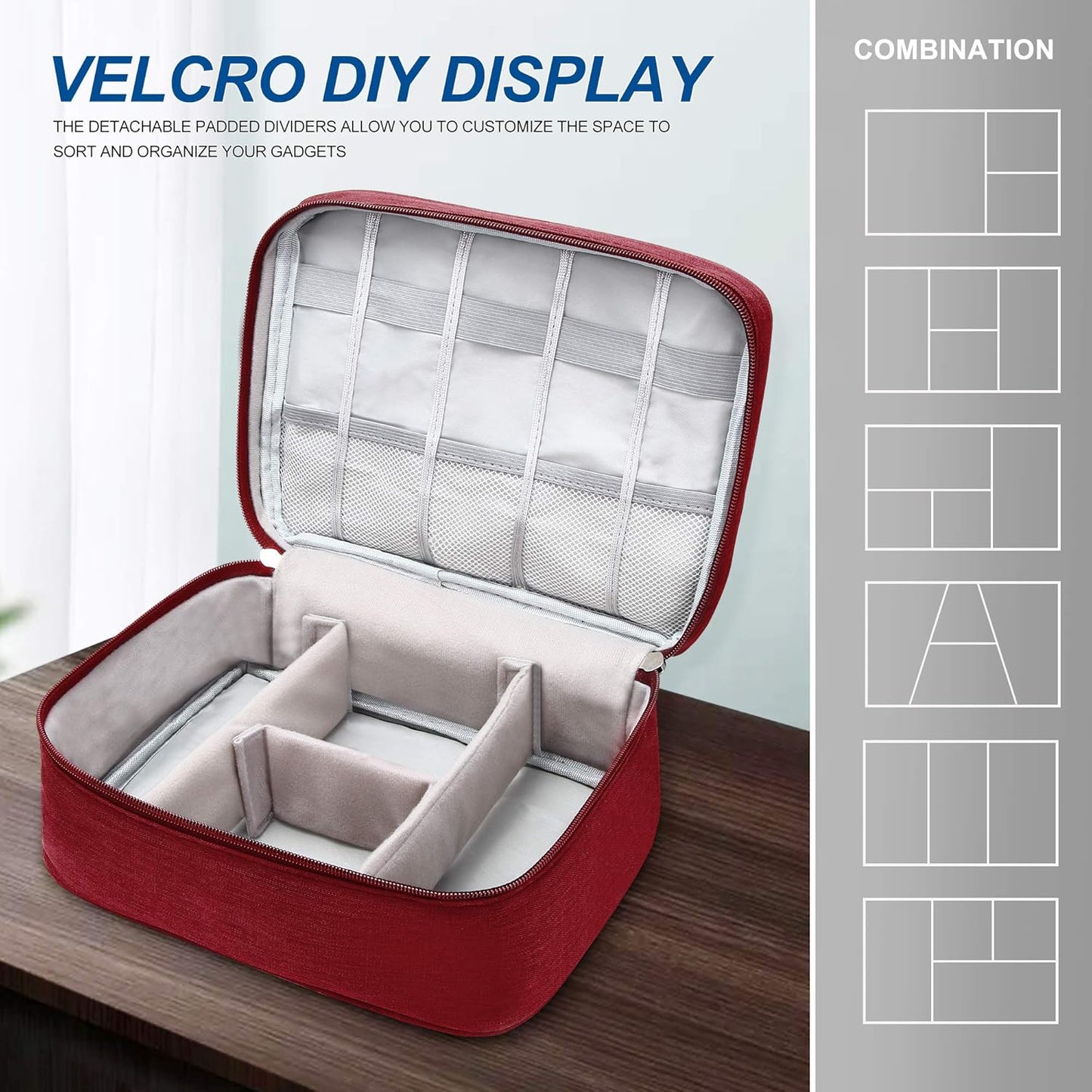 VOCUS Electronics Organizer Travel Cable Organizer Bag for Electronics Accessories, Portable Tech Carring Large Storage Case for Charger, Cord, Power Bank, Hardware