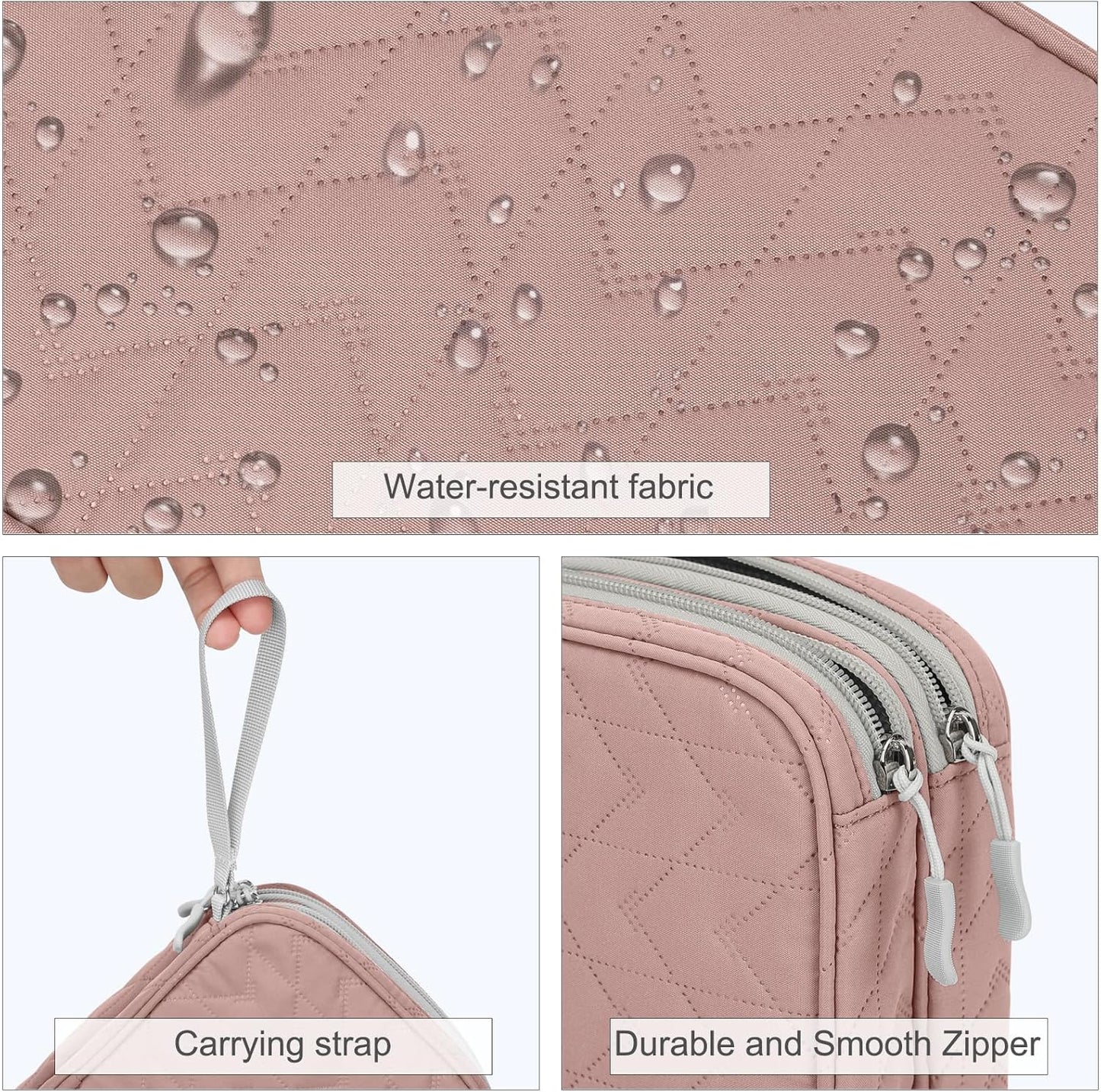 FYY Electronic Organizer, Large Travel Cable Organizer Bag Pouch Electronic Accessories Carry Case Portable Waterproof Double Layers All-in-One Storage Bag for Cable, Cord, Charger, Pattern Pink