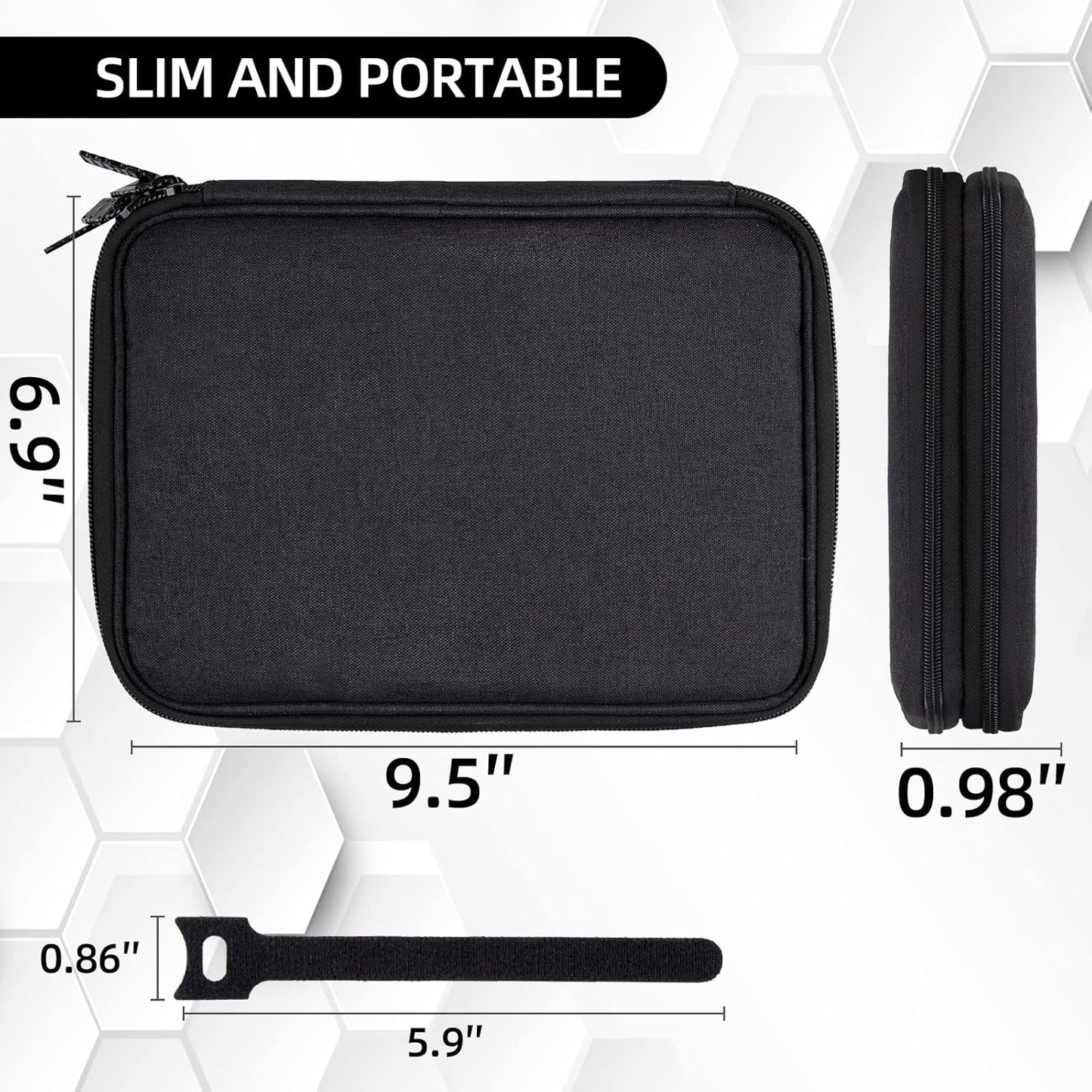 Electronics Organizer Travel Case Cord Cable Charger Organizer Bag Travel Accessories Essentials for Women Men Double Layers Tech Pouch with 5 Cable Ties for Phone Power Bank SD Card USB, Black