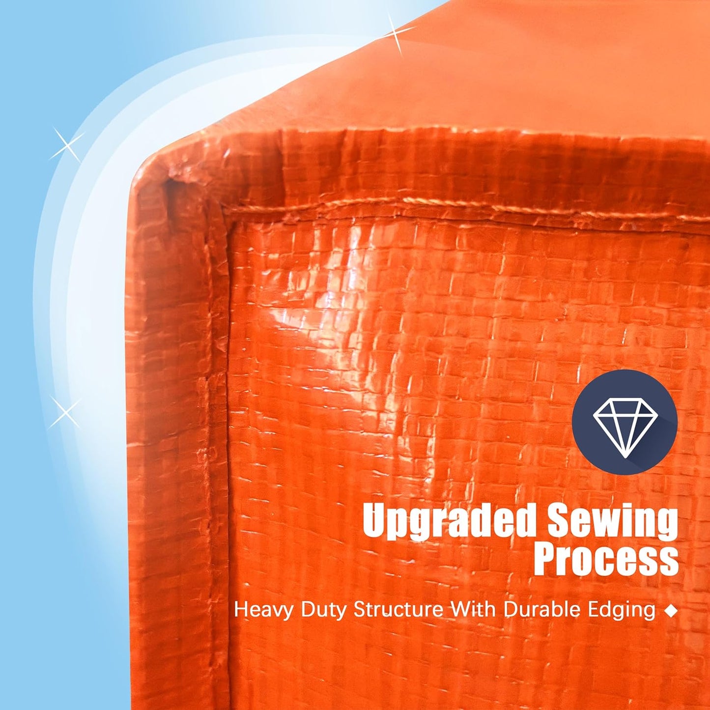 12 Pack Large Strong Moving Bags with Zippers & Carrying Handles - Water-Resistant - Heavy Duty Storage Tote for Space Saving, Fold Flat, Alternative to Moving Box (Orange)