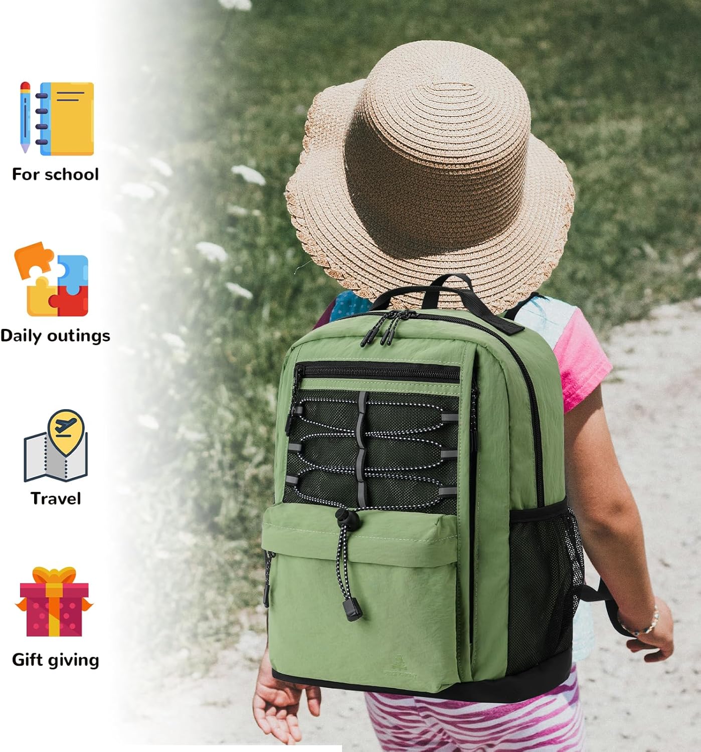 10L Small Size Casual Backpack for Kids Girls Boys Ages 3-9, Mini Waterproof Outdoor Sport Travel Hiking Camping Daypack (Light Pink)